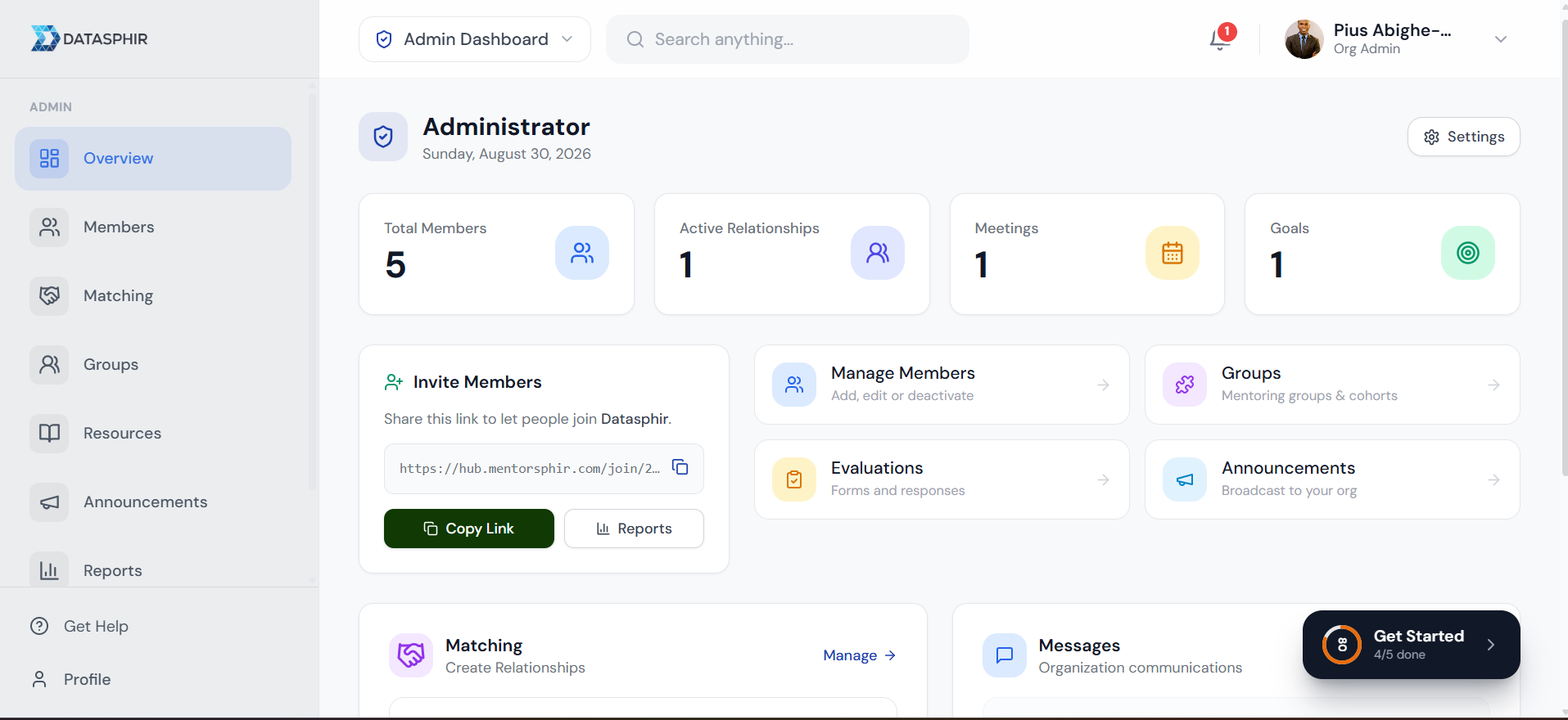 Mentorsphir Admin Dashboard