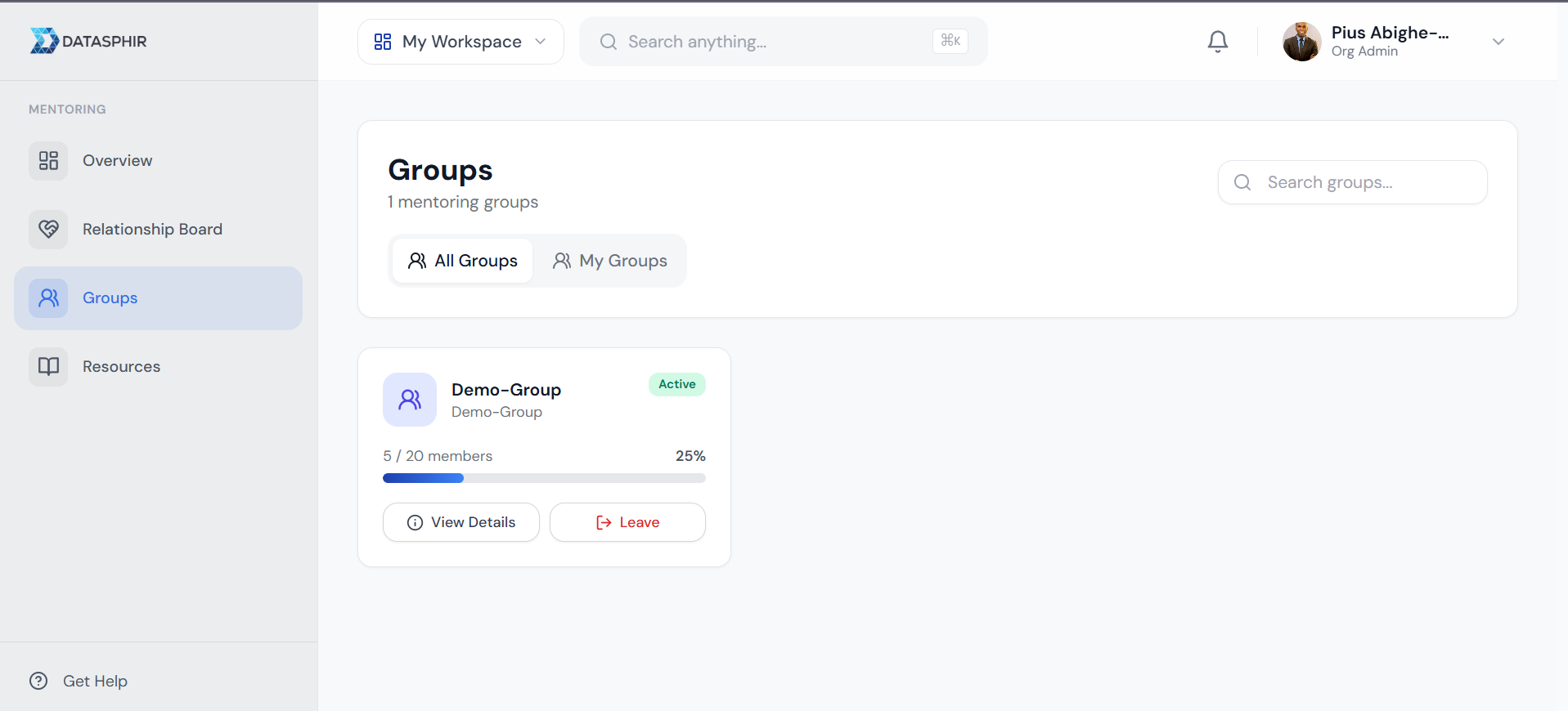 Mentoring Groups in Mentorsphir